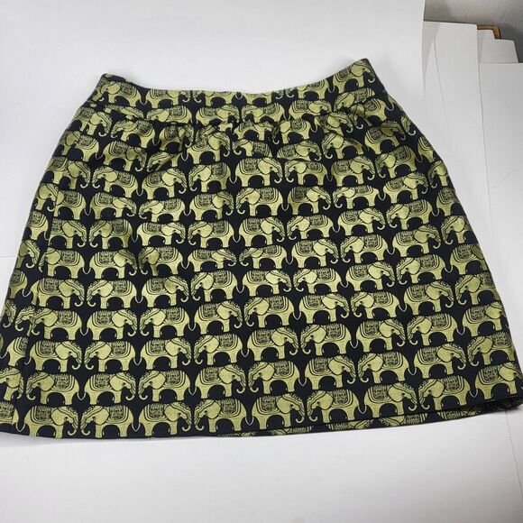Crown & Ivy Elephant Skirt Black Gold 6 Petite - Picture 9 of 11